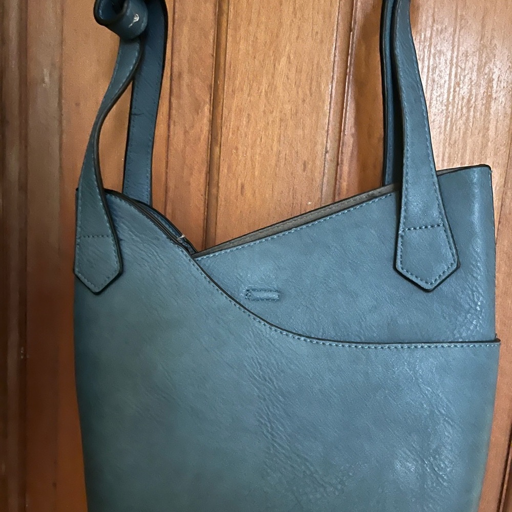 Slouchy Blue Shoulder Bag with Soft Leather